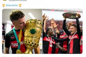 🏆勒沃库森社媒今早晒维尔茨与奖杯合照，继续与他告别